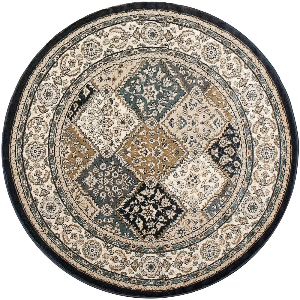 Dynamic Rugs 8471-910 Yazd 5.3 Ft. X 5.3 Ft. Round Rug in Grey/Ivory